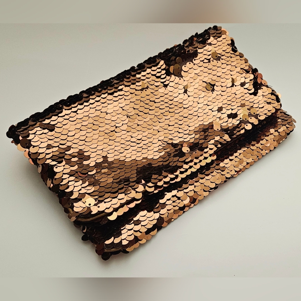 BCBGMAXAZRIA Bronze sequined clutch
